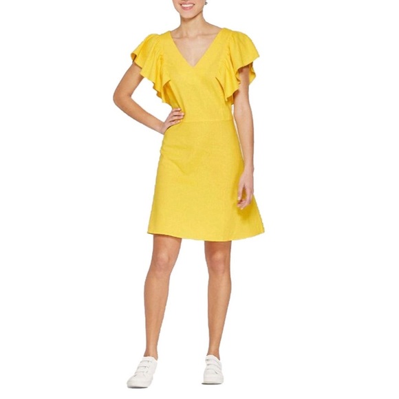 a new day Dresses & Skirts - A New Day Sun Power Yellow Linen Blend Dress Size 18
